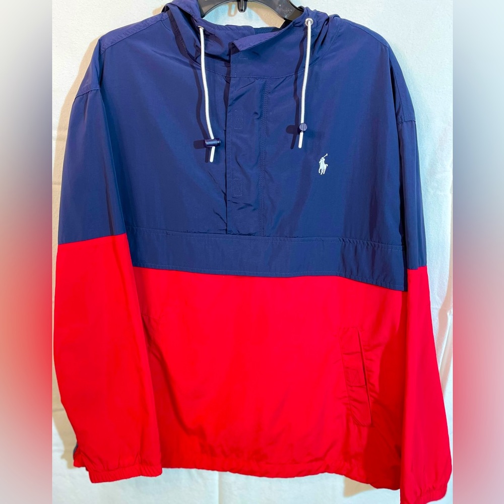 Mens Polo Ralph Lauren Performance Red/Navy Pullover Jacket Size Small